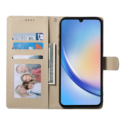 DF-012 For Samsung Galaxy A34 5G Case Litchi Texture Leather Magnetic Clasp Wallet Stand Phone Cover