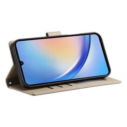 DF-012 For Samsung Galaxy A34 5G Case Litchi Texture Leather Magnetic Clasp Wallet Stand Phone Cover
