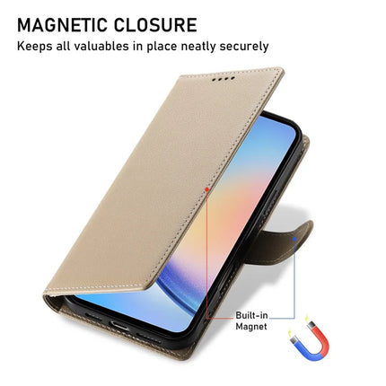 DF-012 For Samsung Galaxy A34 5G Case Litchi Texture Leather Magnetic Clasp Wallet Stand Phone Cover