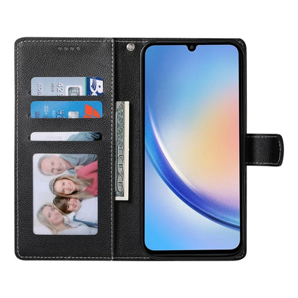DF-012 For Samsung Galaxy A34 5G Case Litchi Texture Leather Magnetic Clasp Wallet Stand Phone Cover