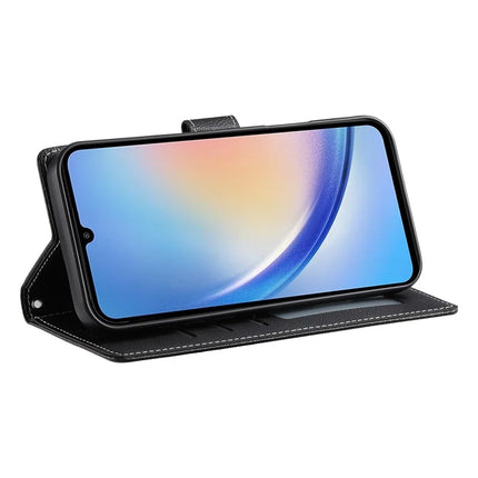 DF-012 For Samsung Galaxy A34 5G Case Litchi Texture Leather Magnetic Clasp Wallet Stand Phone Cover