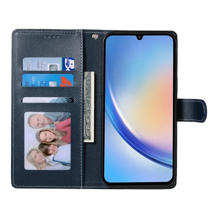 DF-012 For Samsung Galaxy A34 5G Case Litchi Texture Leather Magnetic Clasp Wallet Stand Phone Cover