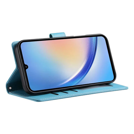 DF-012 For Samsung Galaxy A34 5G Case Litchi Texture Leather Magnetic Clasp Wallet Stand Phone Cover