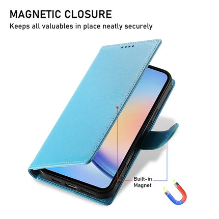DF-012 For Samsung Galaxy A34 5G Case Litchi Texture Leather Magnetic Clasp Wallet Stand Phone Cover