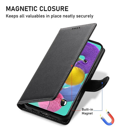 DF-012 For Samsung Galaxy A35 5G Case Litchi Texture Leather Magnetic Clasp Wallet Stand Phone Cover