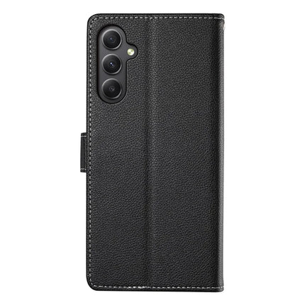 DF-012 For Samsung Galaxy A35 5G Case Litchi Texture Leather Magnetic Clasp Wallet Stand Phone Cover