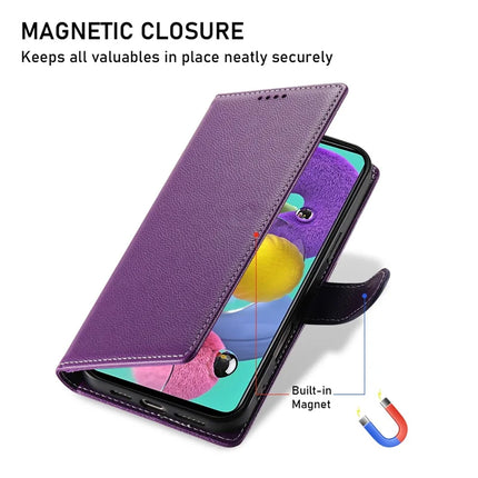 DF-012 For Samsung Galaxy A35 5G Case Litchi Texture Leather Magnetic Clasp Wallet Stand Phone Cover