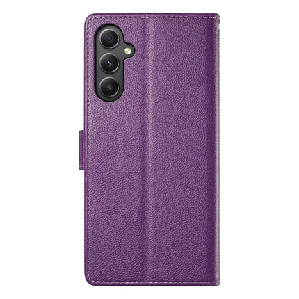 DF-012 For Samsung Galaxy A35 5G Case Litchi Texture Leather Magnetic Clasp Wallet Stand Phone Cover