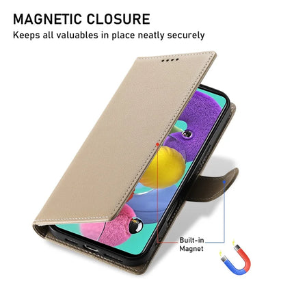 DF-012 For Samsung Galaxy A35 5G Case Litchi Texture Leather Magnetic Clasp Wallet Stand Phone Cover