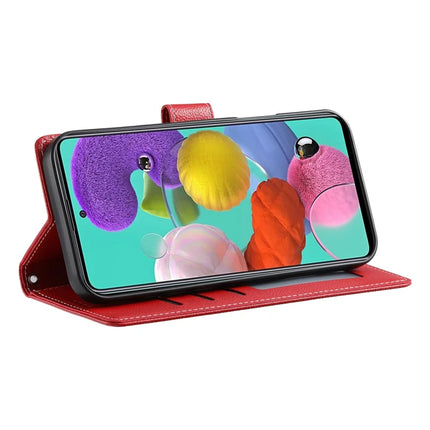 DF-012 For Samsung Galaxy A35 5G Case Litchi Texture Leather Magnetic Clasp Wallet Stand Phone Cover