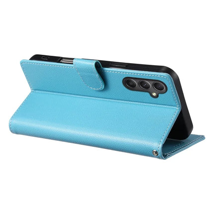 DF-012 For Samsung Galaxy A35 5G Case Litchi Texture Leather Magnetic Clasp Wallet Stand Phone Cover