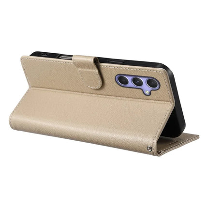 DF-012 For Samsung Galaxy A55 5G Case Litchi Texture Leather Magnetic Clasp Wallet Stand Phone Cover
