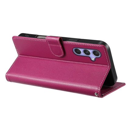 DF-012 For Samsung Galaxy A55 5G Case Litchi Texture Leather Magnetic Clasp Wallet Stand Phone Cover