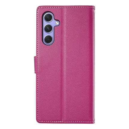 DF-012 For Samsung Galaxy A55 5G Case Litchi Texture Leather Magnetic Clasp Wallet Stand Phone Cover