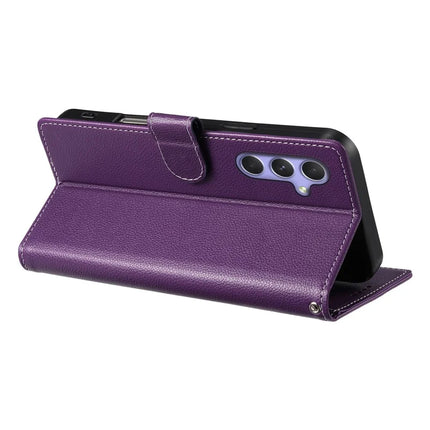 DF-012 For Samsung Galaxy A55 5G Case Litchi Texture Leather Magnetic Clasp Wallet Stand Phone Cover