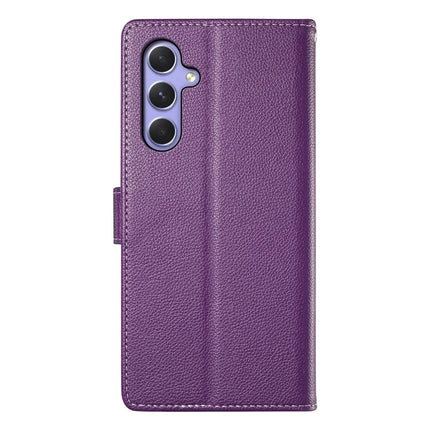 DF-012 For Samsung Galaxy A55 5G Case Litchi Texture Leather Magnetic Clasp Wallet Stand Phone Cover