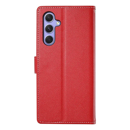 DF-012 For Samsung Galaxy A55 5G Case Litchi Texture Leather Magnetic Clasp Wallet Stand Phone Cover