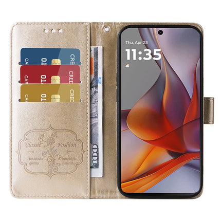 Stand Case for Motorola Moto G04 4G / G24 4G / G04s 4G / E14 4G Butterfly Floral Imprint Wallet Leather Phone Cover