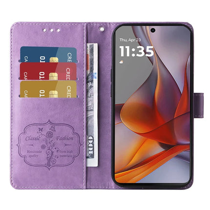For Motorola Edge 50 Ultra 5G / Moto X50 Ultra 5G Case Butterfly Floral Imprint Wallet Stand Leather Phone Cover