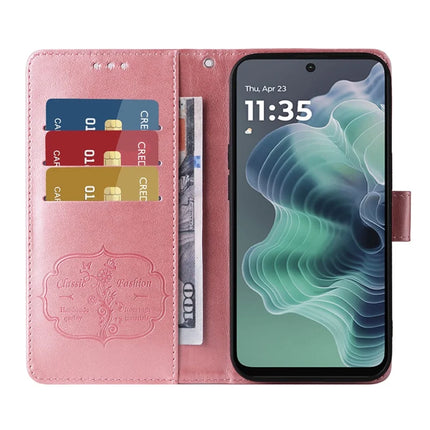 For Motorola Moto G35 5G Case Butterfly Floral Imprint Wallet Stand Leather Phone Cover