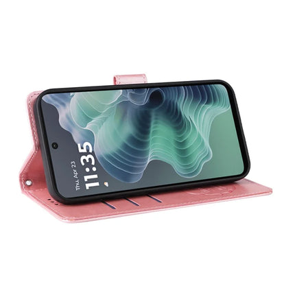 For Motorola Moto G35 5G Case Butterfly Floral Imprint Wallet Stand Leather Phone Cover