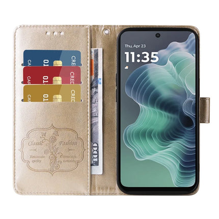 For Motorola Moto G35 5G Case Butterfly Floral Imprint Wallet Stand Leather Phone Cover