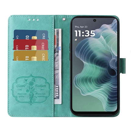 For Motorola Moto G35 5G Case Butterfly Floral Imprint Wallet Stand Leather Phone Cover