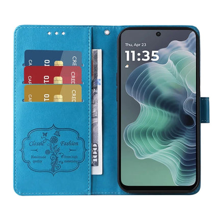For Motorola Moto G35 5G Case Butterfly Floral Imprint Wallet Stand Leather Phone Cover