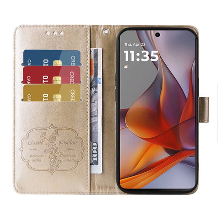 For Motorola Moto G75 5G Leather Case Butterfly Floral Imprint Wallet Stand Cover