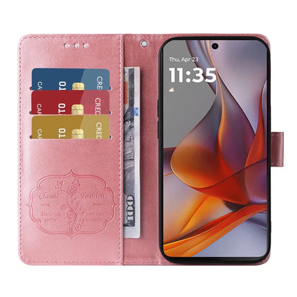 For Motorola Moto G75 5G Leather Case Butterfly Floral Imprint Wallet Stand Cover
