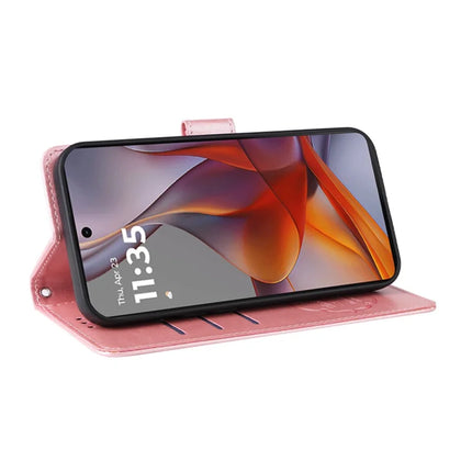 For Motorola Moto G75 5G Leather Case Butterfly Floral Imprint Wallet Stand Cover