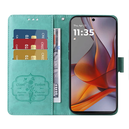 For Motorola Moto G75 5G Leather Case Butterfly Floral Imprint Wallet Stand Cover