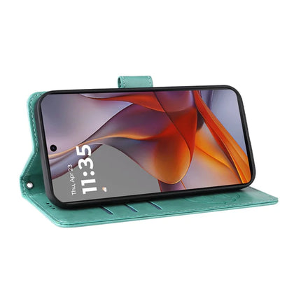 For Motorola Moto G75 5G Leather Case Butterfly Floral Imprint Wallet Stand Cover
