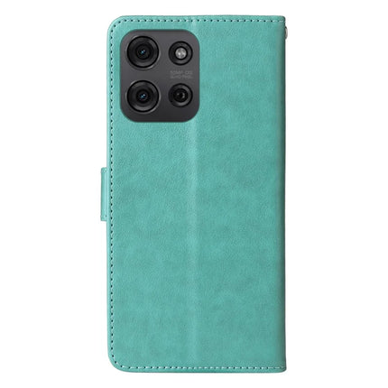 For Motorola Moto G75 5G Leather Case Butterfly Floral Imprint Wallet Stand Cover