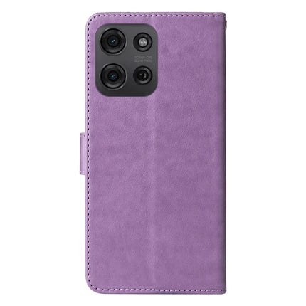 For Motorola Moto G75 5G Leather Case Butterfly Floral Imprint Wallet Stand Cover