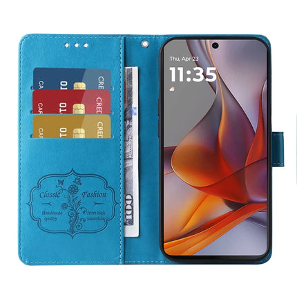 For Motorola Moto G75 5G Leather Case Butterfly Floral Imprint Wallet Stand Cover