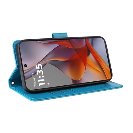 For Motorola Moto G75 5G Leather Case Butterfly Floral Imprint Wallet Stand Cover