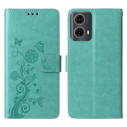 Stand Case for Motorola Moto G85 5G / S50 Neo 5G Butterfly Floral Imprint Wallet Leather Phone Cover - Green