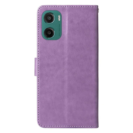 For Motorola Moto G05 4G  /  E15 4G Leather Case Butterfly Floral Imprint Wallet Stand Cover