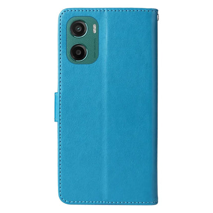 For Motorola Moto G05 4G  /  E15 4G Leather Case Butterfly Floral Imprint Wallet Stand Cover