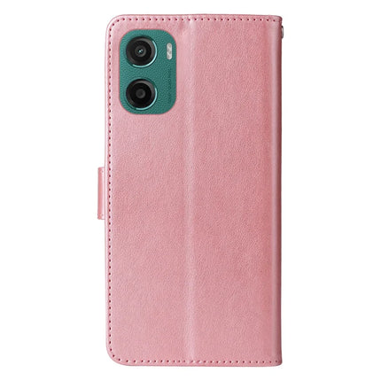 For Motorola Moto G05 4G  /  E15 4G Leather Case Butterfly Floral Imprint Wallet Stand Cover