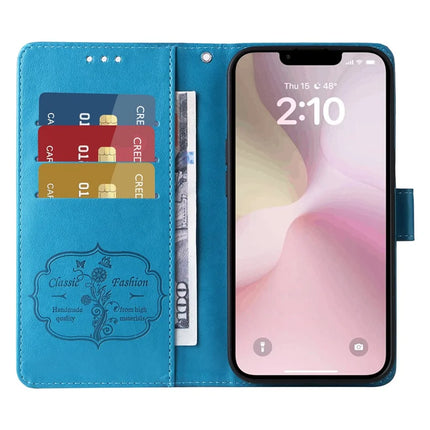 For iPhone 16e Case Butterfly Floral Imprint Wallet Stand Leather Phone Cover
