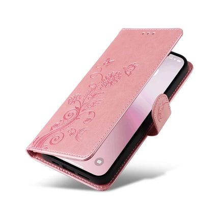 For iPhone 16e Case Butterfly Floral Imprint Wallet Stand Leather Phone Cover
