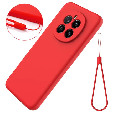 For Honor Magic7 5G Liquid Silicone Case Phone Back Cover with Hand Strap