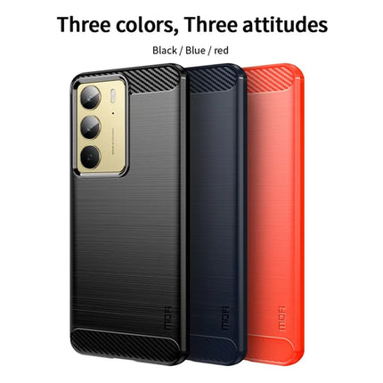 For Realme 14x 5G Back Cover MOFI Brushed Texture Carbon Fiber Soft TPU Case