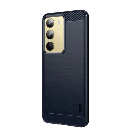 For Realme 14x 5G Back Cover MOFI Brushed Texture Carbon Fiber Soft TPU Case - Blue