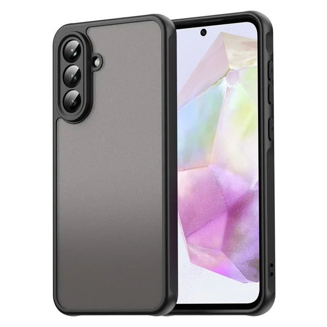 For Samsung Galaxy A36 5G Phone Case Drop Proof Airbags Frosted Translucent PC + TPU Back Cover - Black