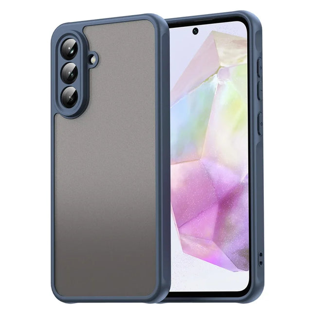 For Samsung Galaxy A36 5G Phone Case Drop Proof Airbags Frosted Translucent PC + TPU Back Cover - Blue