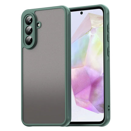 For Samsung Galaxy A56 5G Phone Case Drop Proof Airbags Frosted Translucent PC + TPU Back Cover - Green