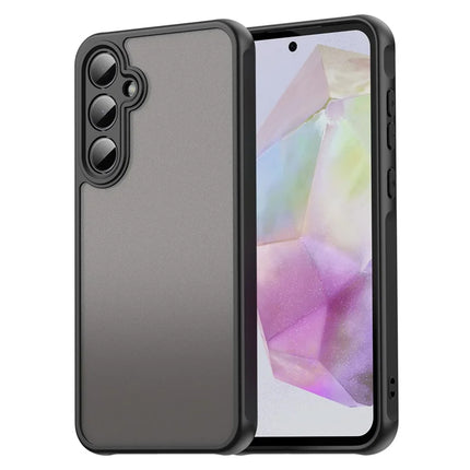 For Samsung Galaxy A35 5G Phone Case Drop Proof Airbags Frosted Translucent PC + TPU Back Cover - Black